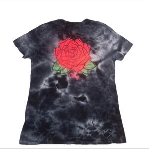 Obey Tie Dye Graphic Shirt Unisex L Black Short Sleeve Cotton Rose Tee